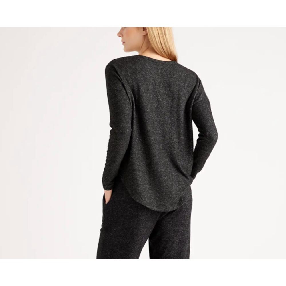 Quince Women's Brushed Jersey Long Sleeve Lounge Tee Shirt Charcoal Gray Size S - Picture 9 of 9
